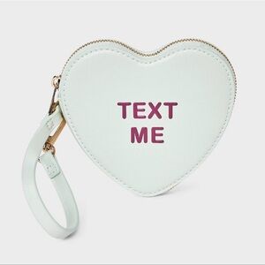 a new day Heart-Shaped White Wristlet with Text